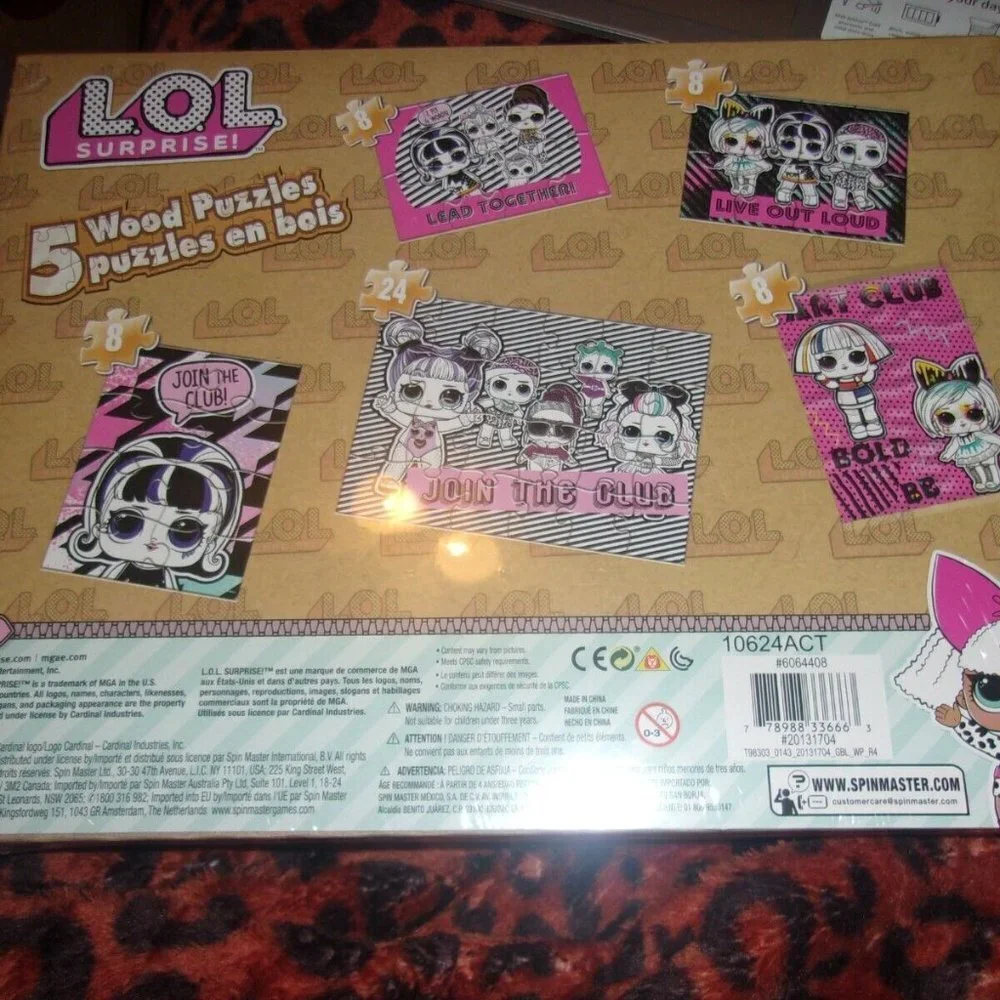 L.O.L. Surprise! 5 Wood Puzzles Set in Storage Box NEW!! MGA Age 3+